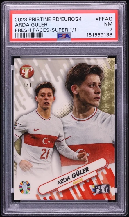 2023 Topps Pristine Road To Uefa Euro ’24 Fresh Faces Super Arda Guler 1/1 #FFAG PSA 7 NRMT