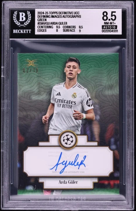 2024 Topps Definitive Collection UEFA CC Defining Images Green Arda Guler AUTO /10 BGS 8.5