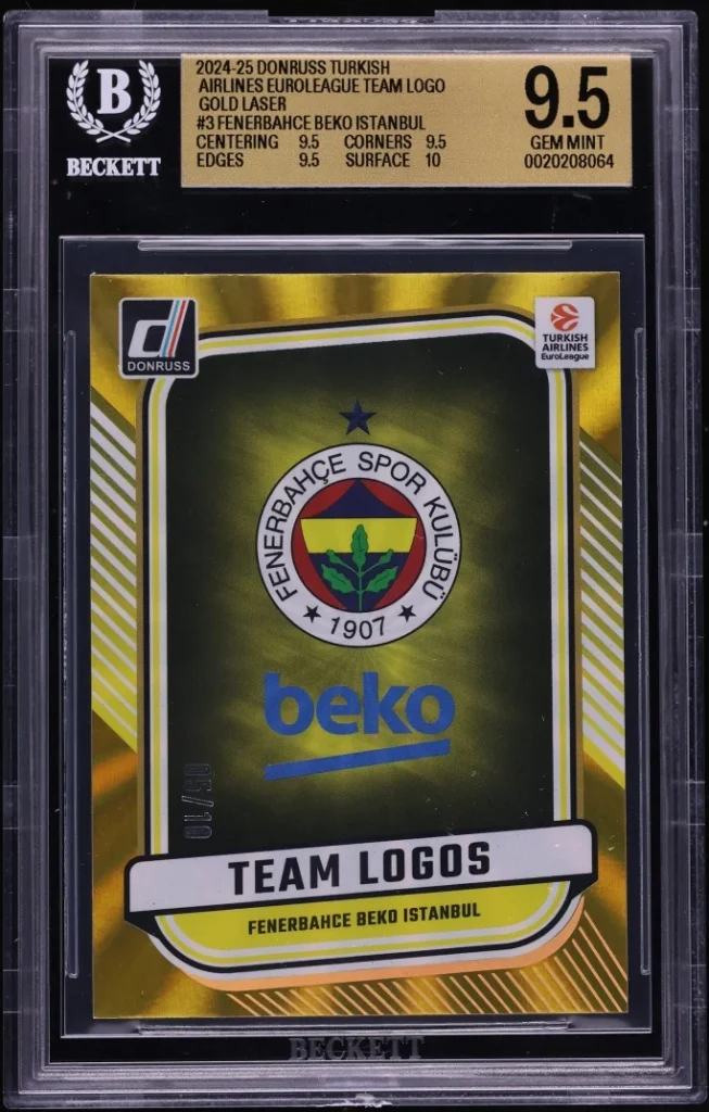 2024 Donruss EuroLeague Team Logos Gold Laser Fenerbahce Beko Istanbul /10 #3 BGS 9.5 GEM MINT